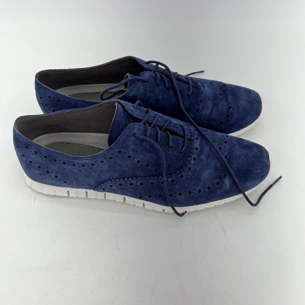 Cole Haan ZeroGrand W14474 Navy Suede Wingtip Sneaker Shoes Women's US 9.5B